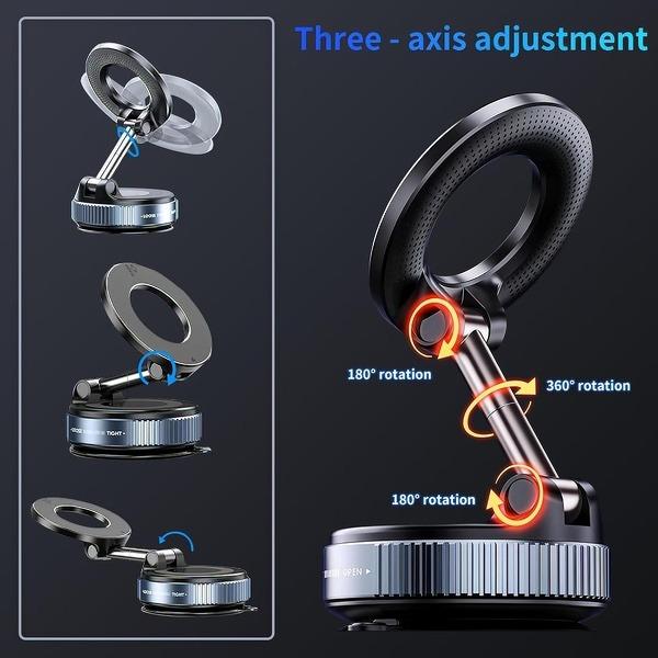 【FathersDayGift】Guccqueen 2.0 Foldable Magnetic Car Phone Mount - 20 N52 Magnets, Vacuum Suction Cup with Heat-Resistant Nano-Adhesive Base for MagSafe Phones, Cars, Tools And Gadgets