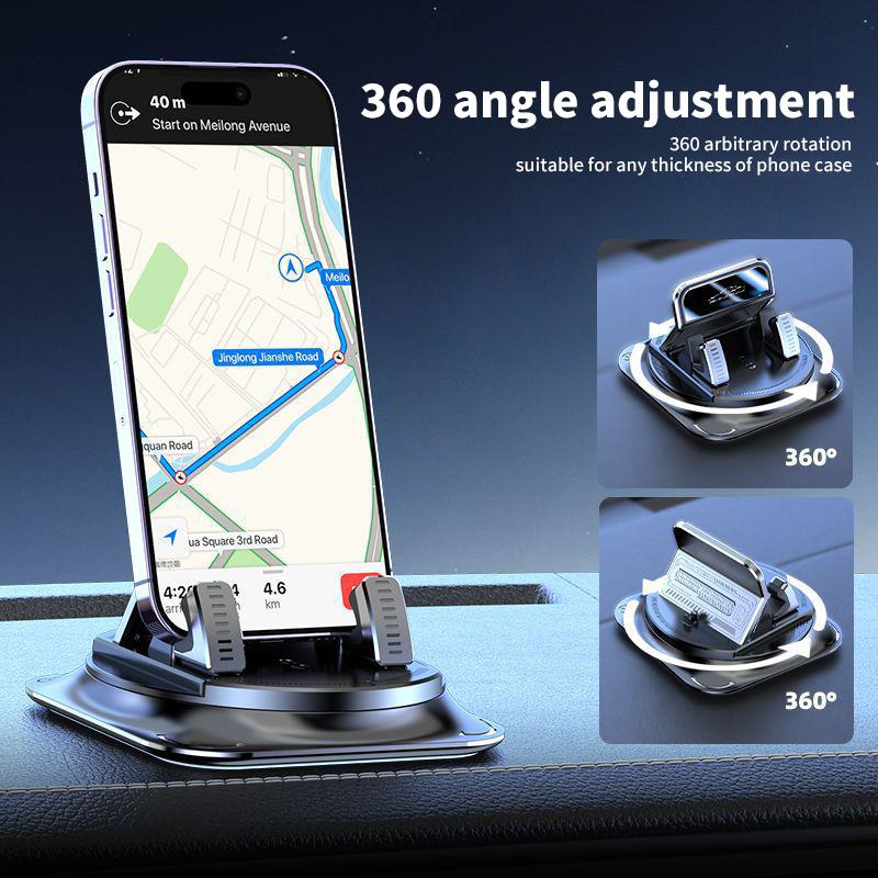 Car phone holder 360 degree rotation, suitablefor car navigation in-car dashboard, horizontaland vertica screen adjustment angle,suctioncup fixed non-slip mobile phone holdersuitable for iPhone and Android